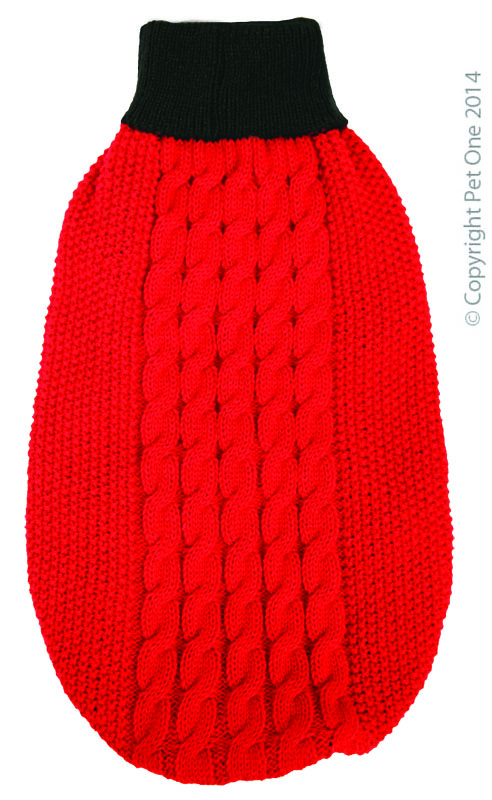 Dog Coat Komfyknit Jumper 25cm Red Black