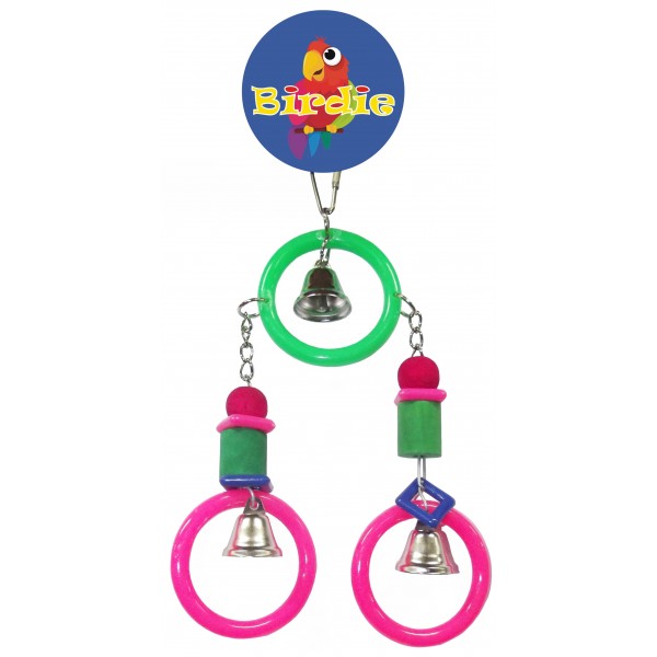 Birdie 3 Plastic Rings with Wooden Blocks 3 Bells