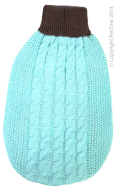 Dog Coat Komfyknit Jumper 45cm Turquoise Grey