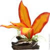 Plastic Plant Orange Sword W Log Base Sm