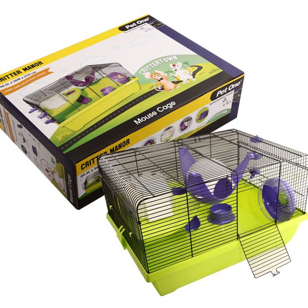 Critter Manor Mouse Wire Cage 50L X 36.5W X 29cm H Purple Green