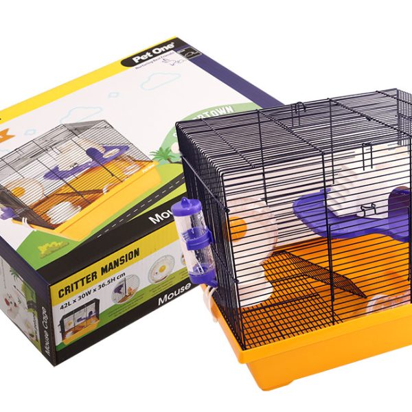 Critter Mansion Mouse Wire Cage 42L X 30W X 36.5cm H White Yellow
