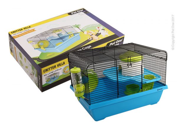 Critter Villa Mouse Wire Cage 42L X 31W X 27cm H Blue Green