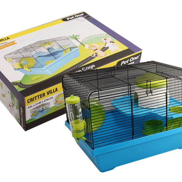 Critter Villa Mouse Wire Cage 42L X 31W X 27cm H Blue Green