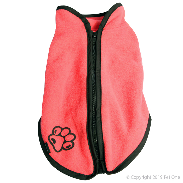 Dog Coat JumpSuit 40cm Heavy Fleece Zip Up Red