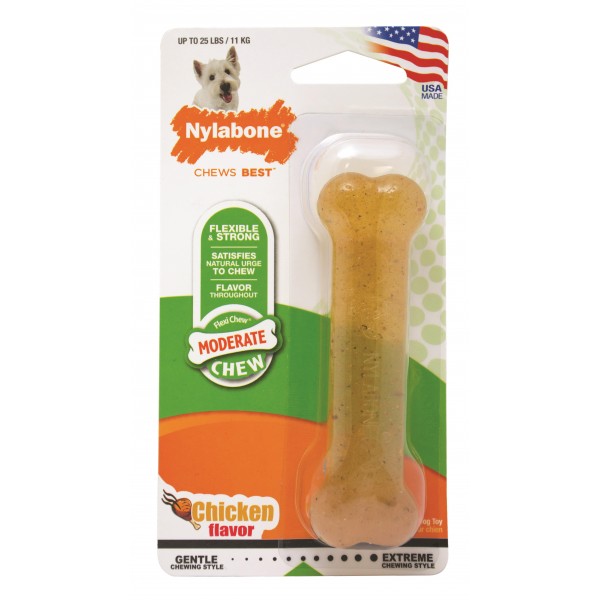 Nylabone FlexiChew Chicken Bone on Card Regular