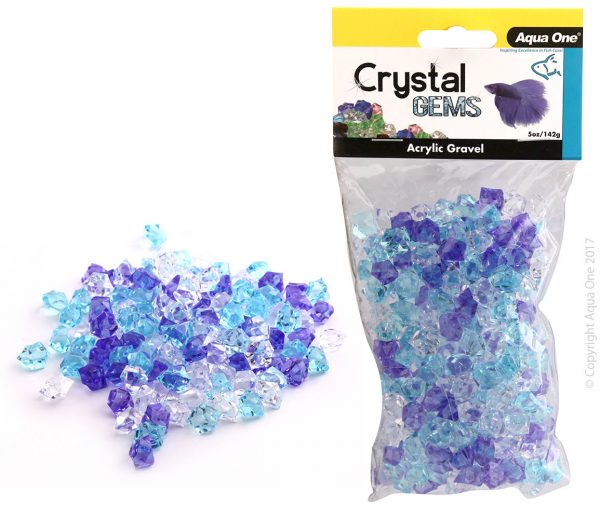 Crystal Gems Acrylic Betta Gravel 142g 15mm Frosty Blue