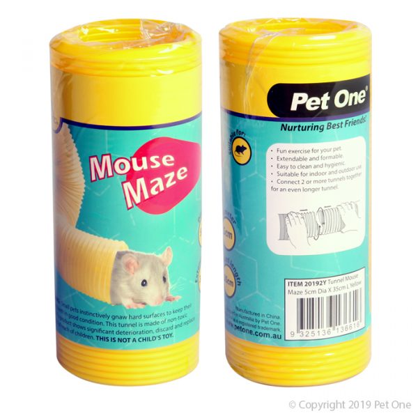 Tunnel Mouse Maze 5cm Dia X 35cm L Yellow