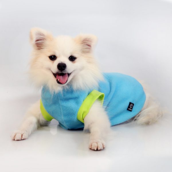 Dog Coat NightComfy 30cm Fleece Blue Lime