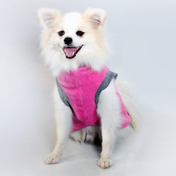 Dog Coat NightComfy 30cm Fleece Magenta Grey