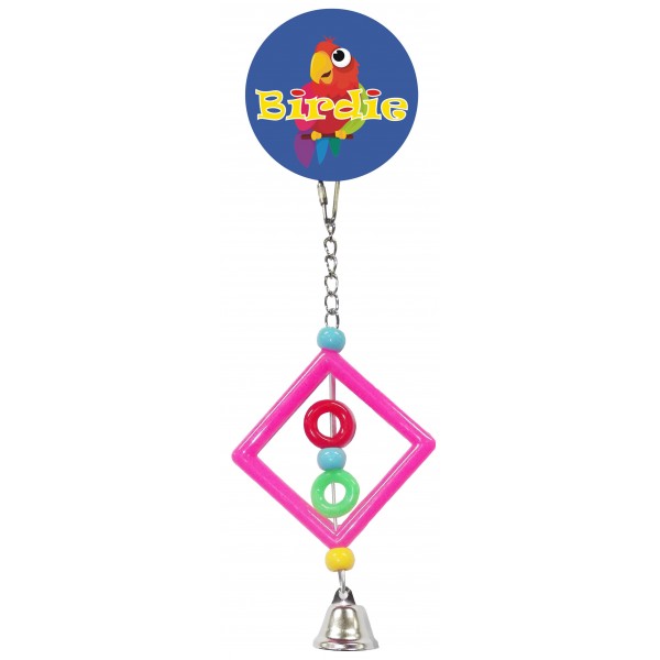 Birdie Small Plastic Squares with Beads Bell