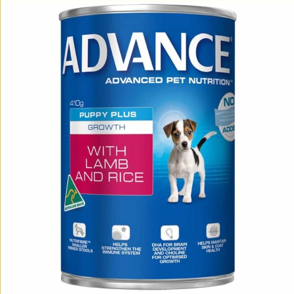 ADVANCE PUPPY GROWTH PLUS- LAMB AND RICE 410G TIN