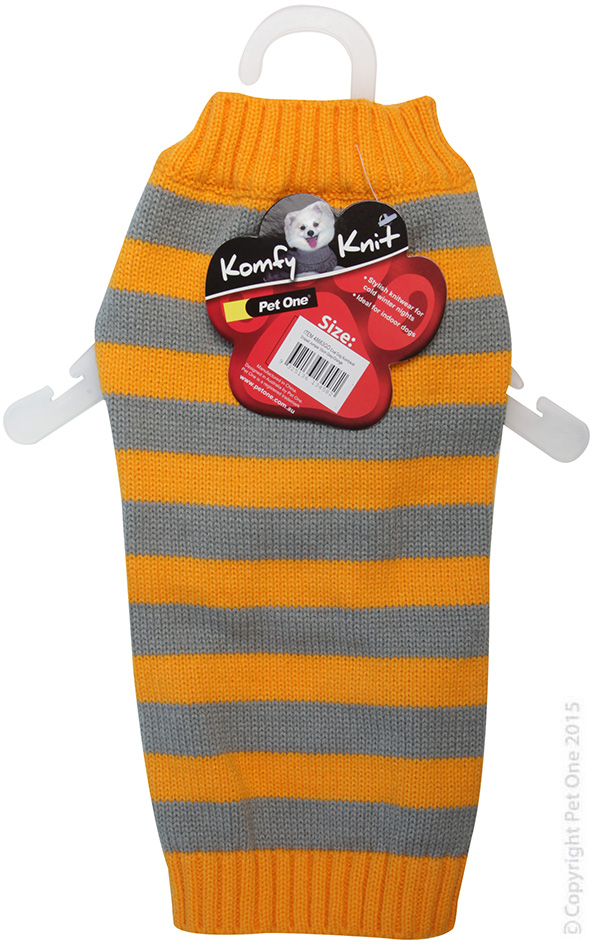 og Coat Komfyknit Jumper Striped 35cm Grey Orange