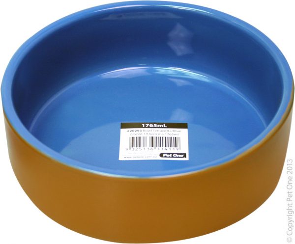 Bowl Terracotta Blue Glazed 19.6cm Dia 1765ml