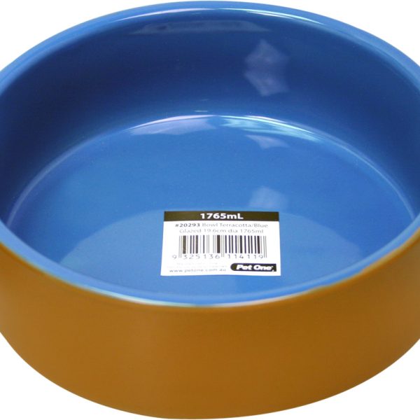 Bowl Terracotta Blue Glazed 19.6cm Dia 1765ml