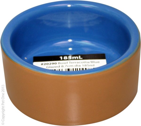 Bowl Terracotta Blue Glazed 8.7cm Dia 185ml
