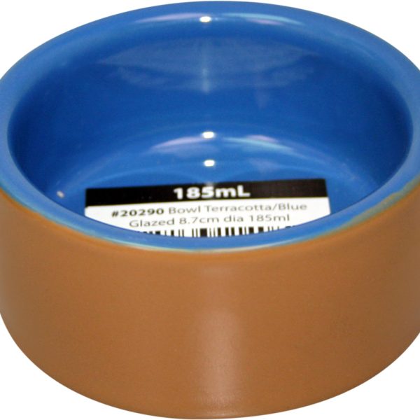 Bowl Terracotta Blue Glazed 8.7cm Dia 185ml