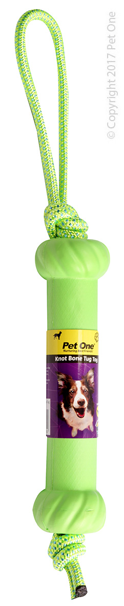 Dog Toy Tug Knot Bone (green)