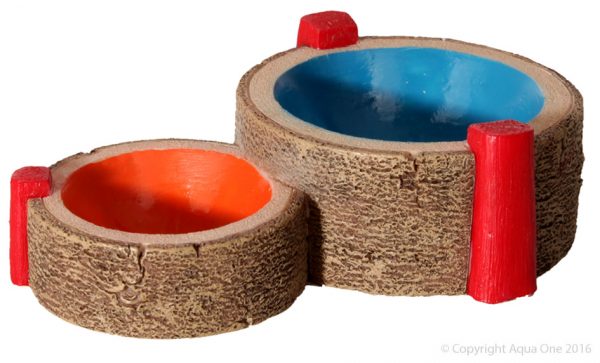 Hermit Crab Twin Round Bowls Blue/Orange 11x7.5x3cm