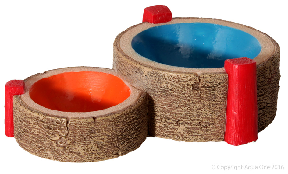 Hermit Crab Twin Round Bowls Blue/Orange 11x7.5x3cm