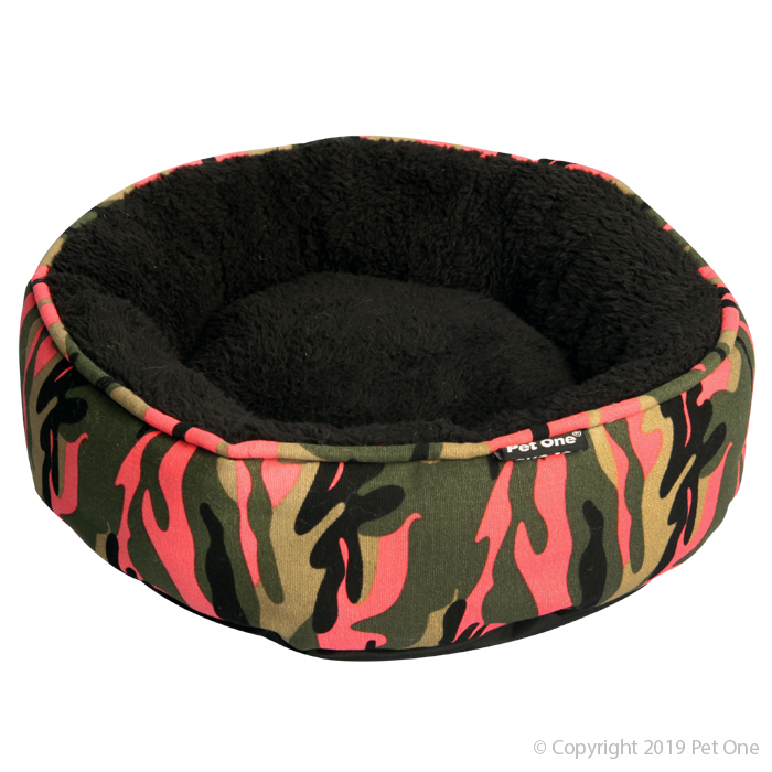 Pink Camo Round Bed - 20 x 20 x 8 cm