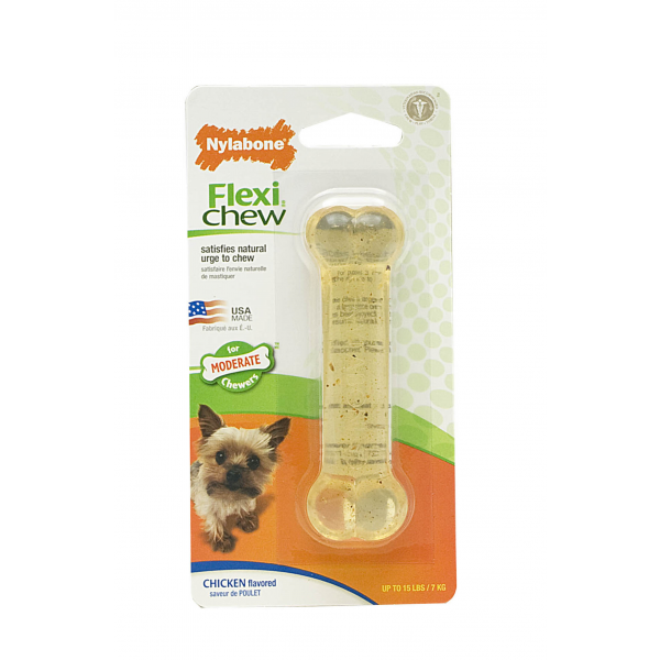 Nylabone FlexiChew Chicken Bone on Card - PETITE