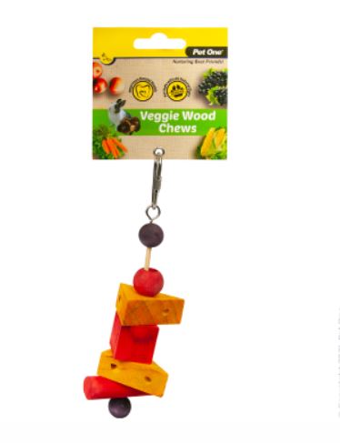 Veggie Wood Chew Cheese Blocks Hanging - 14.5cm