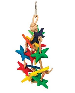 Leather Bird Toy With Stars - 15cm