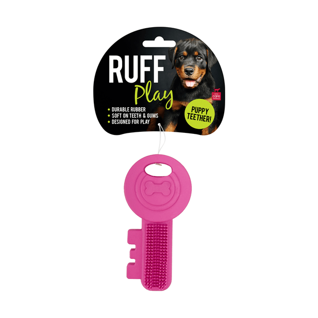 Ruff Play Dog Toy Rubber Puppy Teething Key 9.5cm