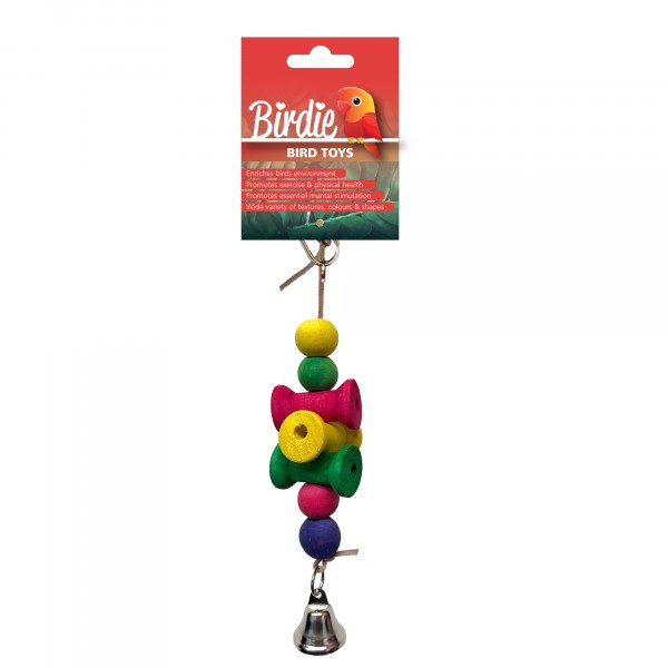 Birdie Wooden Balls and Spools With Bell